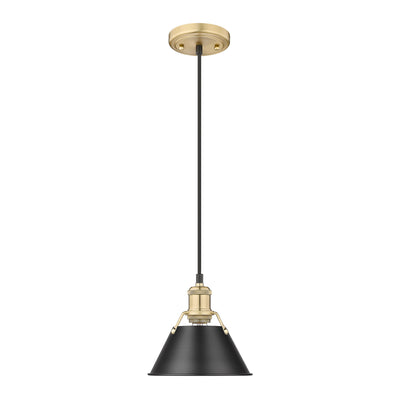Yep by Golden Lighting Orwell 1-light 8in Pendant in Brushed Champagne Brass and Matte Black shade - - Golden Lighting