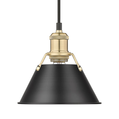 Yep by Golden Lighting Orwell 1-light 8in Pendant in Brushed Champagne Brass and Matte Black shade - Default Title - Golden Lighting