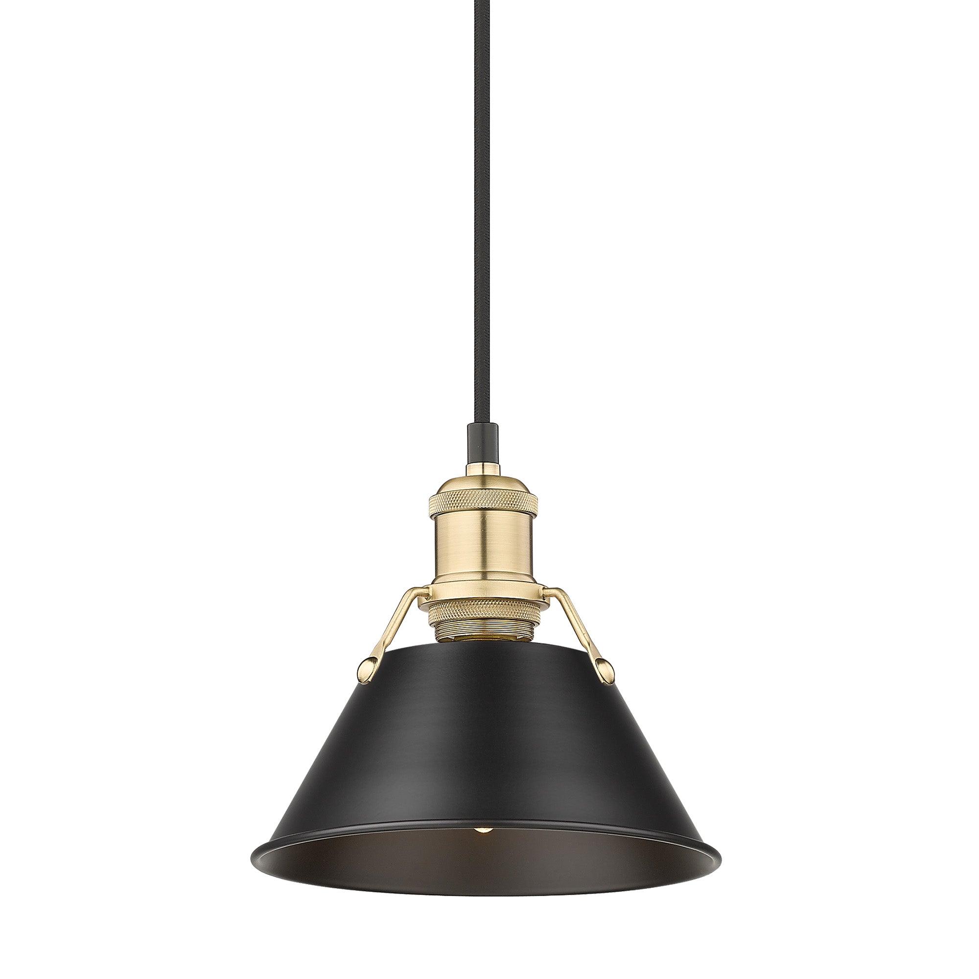 Orwell 7.5" Wide Small Pendant in Brushed Champagne Bronze with Matte Black - Brushed Champagne Bronze / Matte Black / Black - Golden Lighting