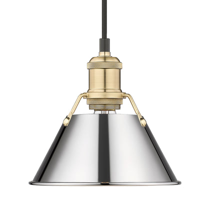 Yep by Golden Lighting Orwell 1-light 8in Pendant in Brushed Champagne Brass and Chrome shade