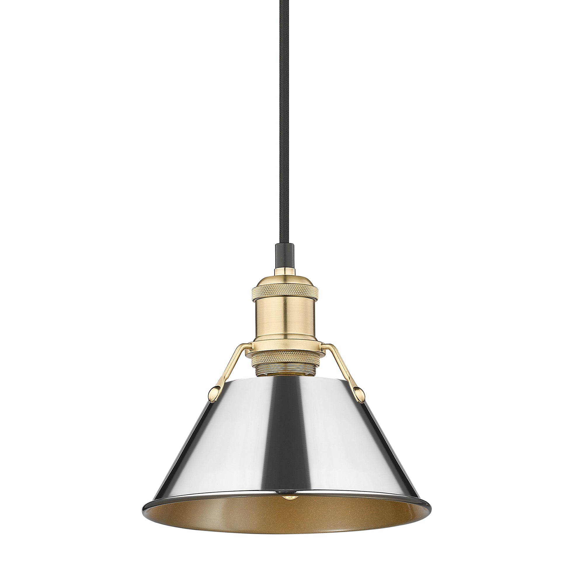 Orwell 7.5" Wide Small Pendant in Brushed Champagne Bronze with Chrome - Brushed Champagne Bronze / Chrome / Silver - Golden Lighting