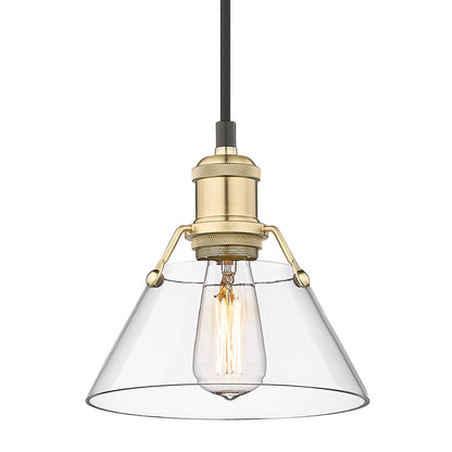 Orwell 7.5" Wide Small Pendant in Brushed Champagne Bronze with Clear Glass - - Golden Lighting