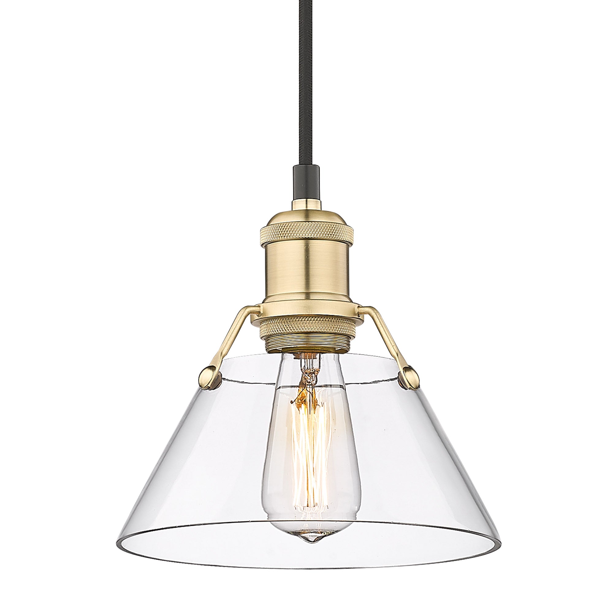 Orwell 7.5" Wide Small Pendant in Brushed Champagne Bronze with Clear Glass - - Golden Lighting