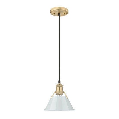Yep by Golden Lighting Orwell 1-light 8in Pendant in Brushed Champagne Brass and Dusky Blue shade - - Golden Lighting