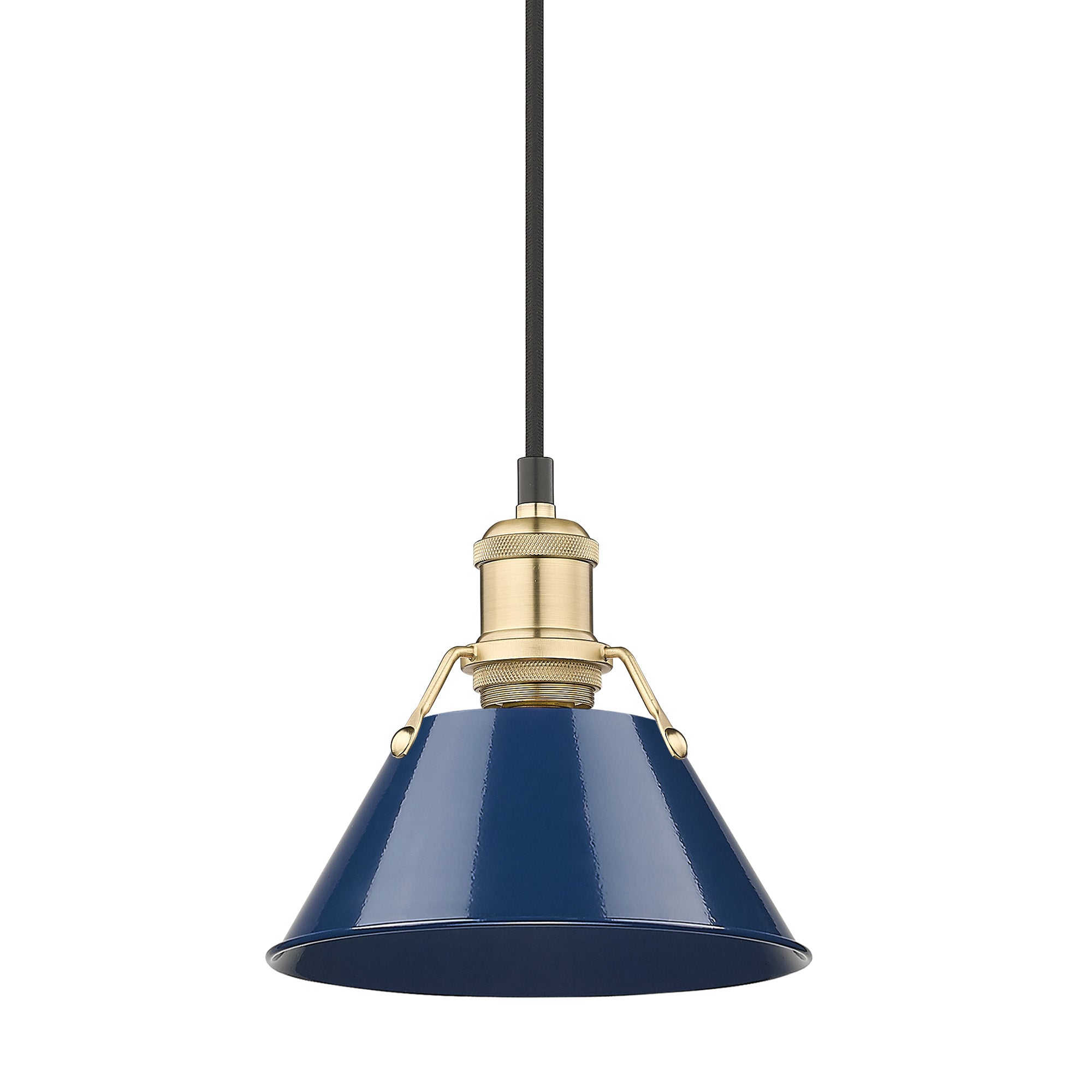 Orwell 7.5" Wide Small Pendant in Brushed Champagne Bronze with Matte Navy - Brushed Champagne Bronze / Matte Navy / Blue - Golden Lighting