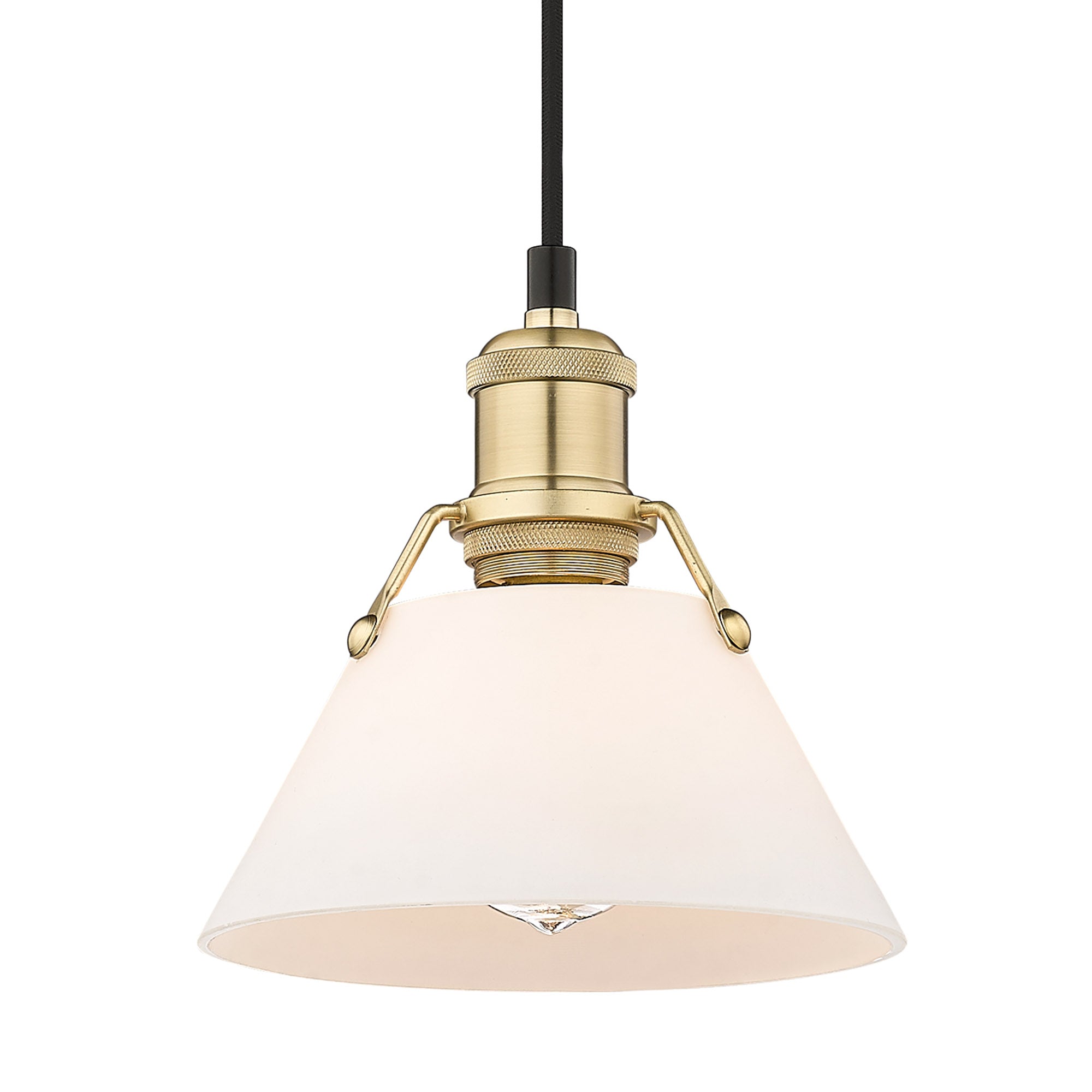 Orwell 7.5" Wide Small Pendant in Brushed Champagne Bronze with Opal Glass - - Golden Lighting