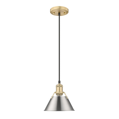 Yep by Golden Lighting Orwell 1-light 8in Pendant in Brushed Champagne Brass and Pewter shade - - Golden Lighting