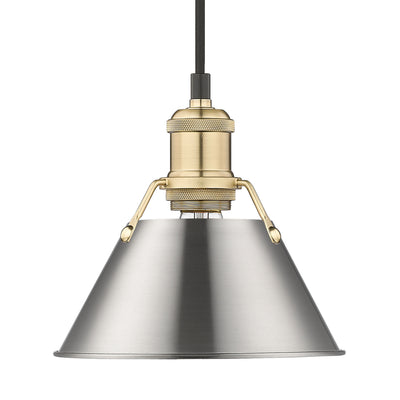 Yep by Golden Lighting Orwell 1-light 8in Pendant in Brushed Champagne Brass and Pewter shade - Default Title - Golden Lighting
