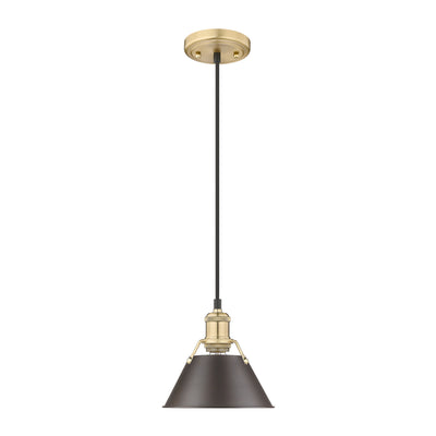 Yep by Golden Lighting Orwell 1-light 8in Pendant in Brushed Champagne Brass and Rubbed Bronze shade - - Golden Lighting