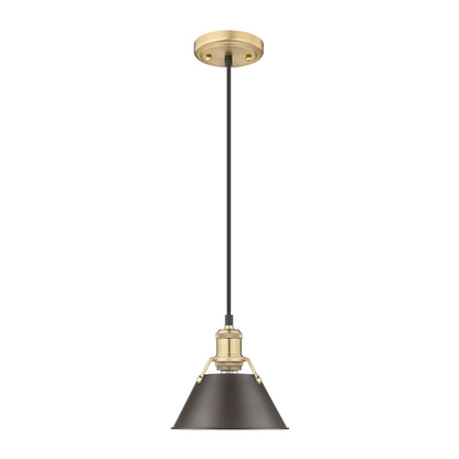 Orwell 7.5" Wide Small Pendant in Brushed Champagne Bronze with Rubbed Bronze - - Golden Lighting