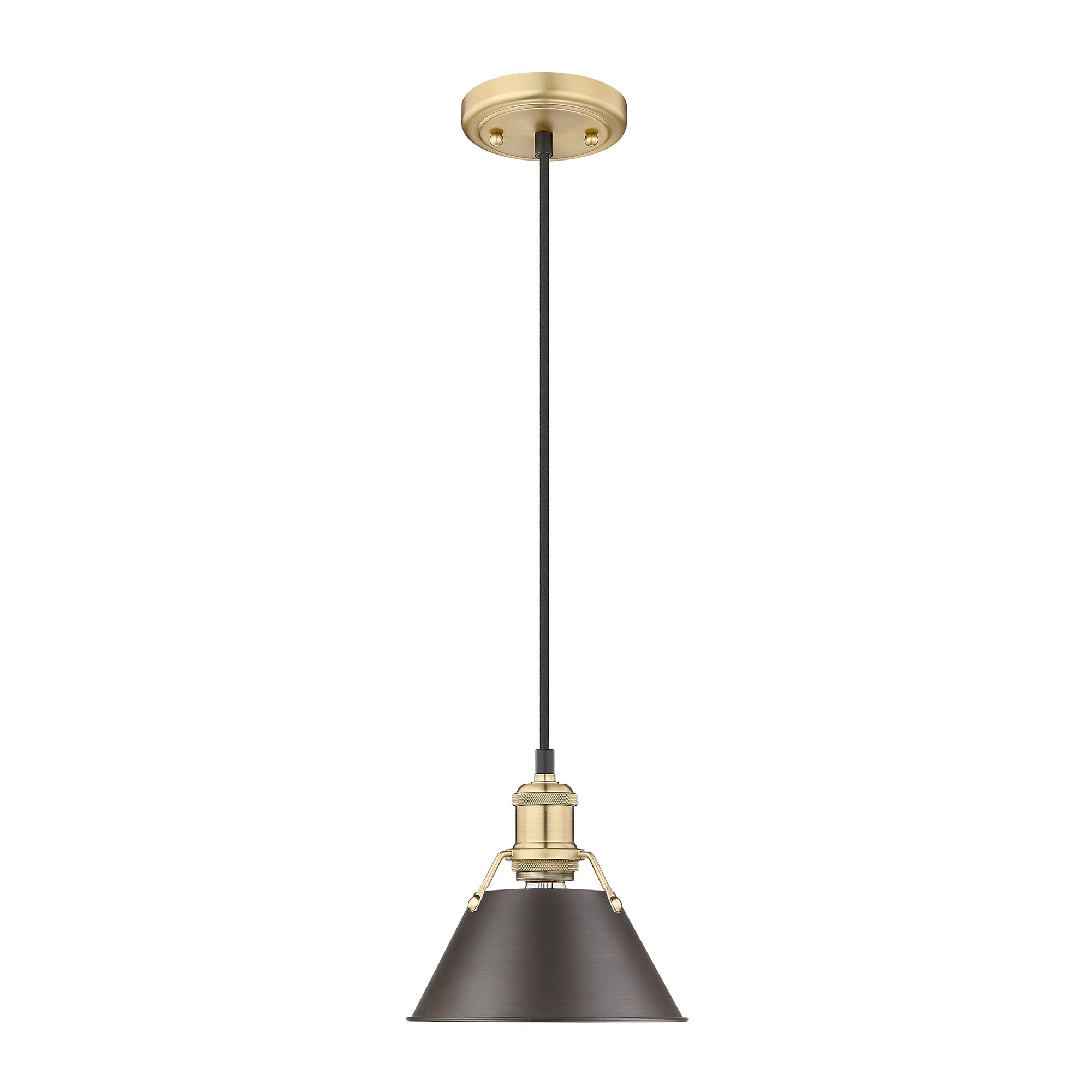 Orwell 7.5" Wide Small Pendant in Brushed Champagne Bronze with Rubbed Bronze - - Golden Lighting