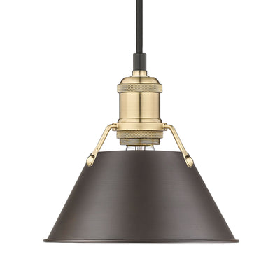 Yep by Golden Lighting Orwell 1-light 8in Pendant in Brushed Champagne Brass and Rubbed Bronze shade - Default Title - Golden Lighting