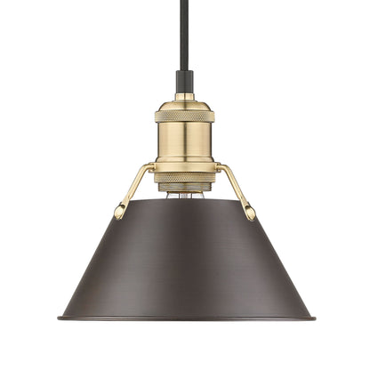 Yep by Golden Lighting Orwell 1-light 8in Pendant in Brushed Champagne Brass and Rubbed Bronze shade