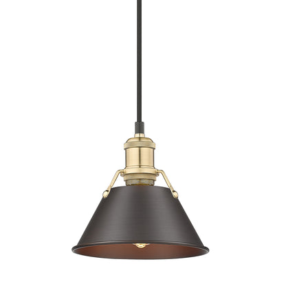 Orwell 7.5" Wide Small Pendant in Brushed Champagne Bronze with Rubbed Bronze - Brushed Champagne Bronze / Rubbed Bronze / Bronze - Golden Lighting