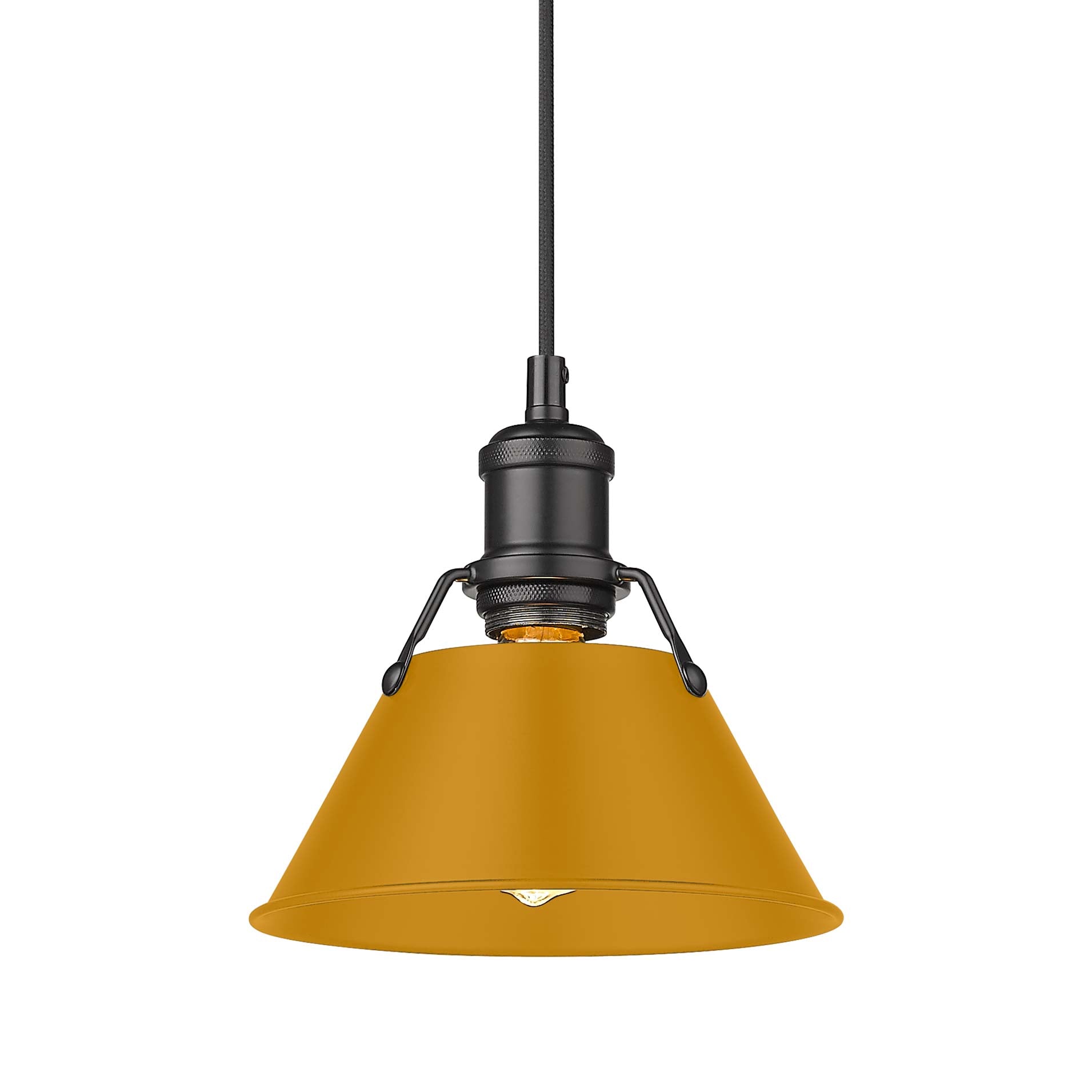 Yep by Golden Lighting Orwell 1-light 8in Pendant in Matte Black and Auric Yellow shade