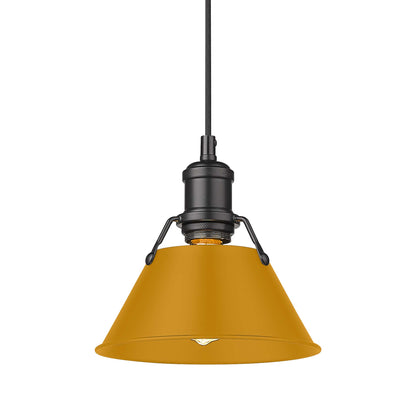 Yep by Golden Lighting Orwell 1-light 8in Pendant in Matte Black and Auric Yellow shade