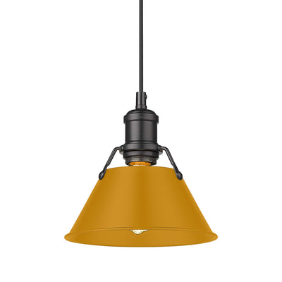 Yep by Golden Lighting Orwell 1-light 8in Pendant in Matte Black and Auric Yellow shade - Default Title - Golden Lighting