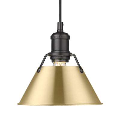 Yep by Golden Lighting Orwell 1-light 8in Pendant in Matte Black and Brushed Champagne Brass shade - Default Title - Golden Lighting