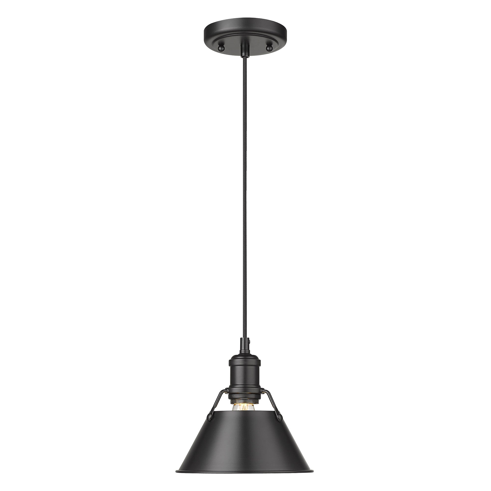 Orwell 7.5" Wide Small Pendant in Matte Black - - Golden Lighting