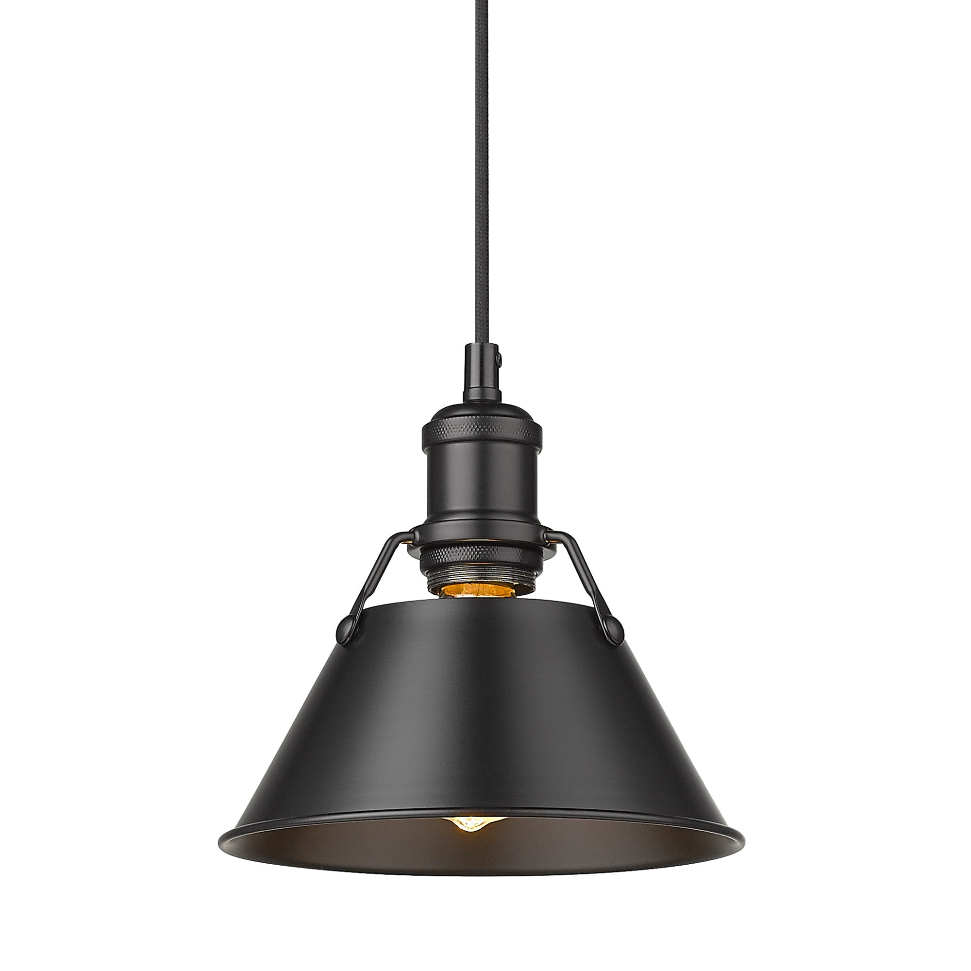 Orwell 7.5" Wide Small Pendant in Matte Black - Matte Black / Matte Black / Black - Golden Lighting