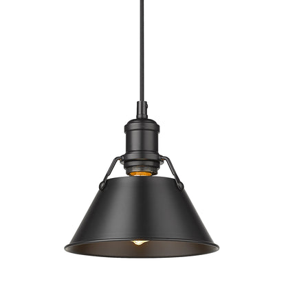 Orwell 7.5" Wide Small Pendant in Matte Black - Matte Black / Matte Black / Black - Golden Lighting