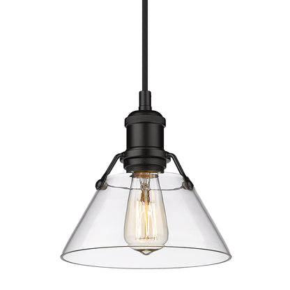 Orwell 7.5" Wide Small Pendant in Matte Black with Clear Glass - - Golden Lighting