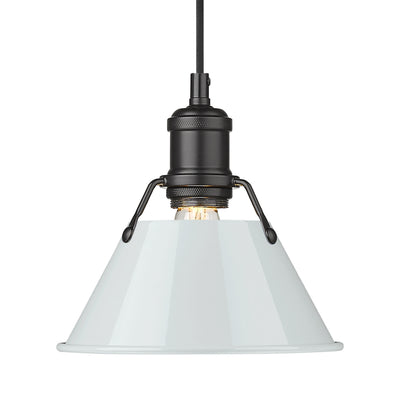 Yep by Golden Lighting Orwell 1-light 8in Pendant in Matte Black and Dusky Blue shade - Default Title - Golden Lighting