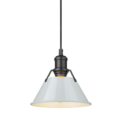 Orwell 7.5" Wide Small Pendant in Matte Black with Dusky Blue - Matte Black / Dusky Blue / Blue - Golden Lighting