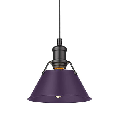 Yep by Golden Lighting Orwell 1-light 8in Pendant in Matte Black and Exotic Purple shade