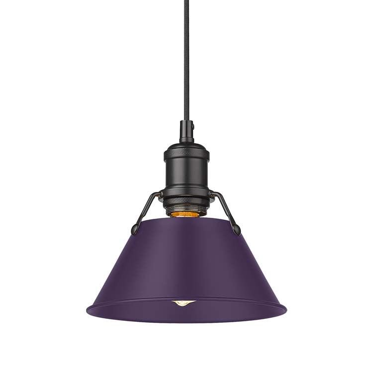Yep by Golden Lighting Orwell 1-light 8in Pendant in Matte Black and Exotic Purple shade
