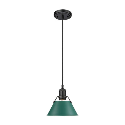 Yep by Golden Lighting Orwell 1-light 8in Pendant in Matte Black and Pine Green shade