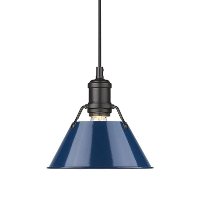 Yep by Golden Lighting Orwell 1-light 8in Pendant in Matte Black and Navy Blue shade - Default Title - Golden Lighting