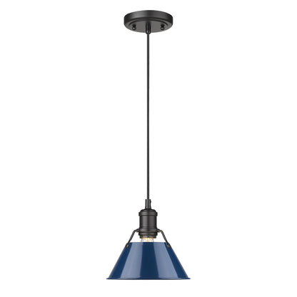 Orwell 7.5" Wide Small Pendant in Matte Black with Matte Navy - - Golden Lighting