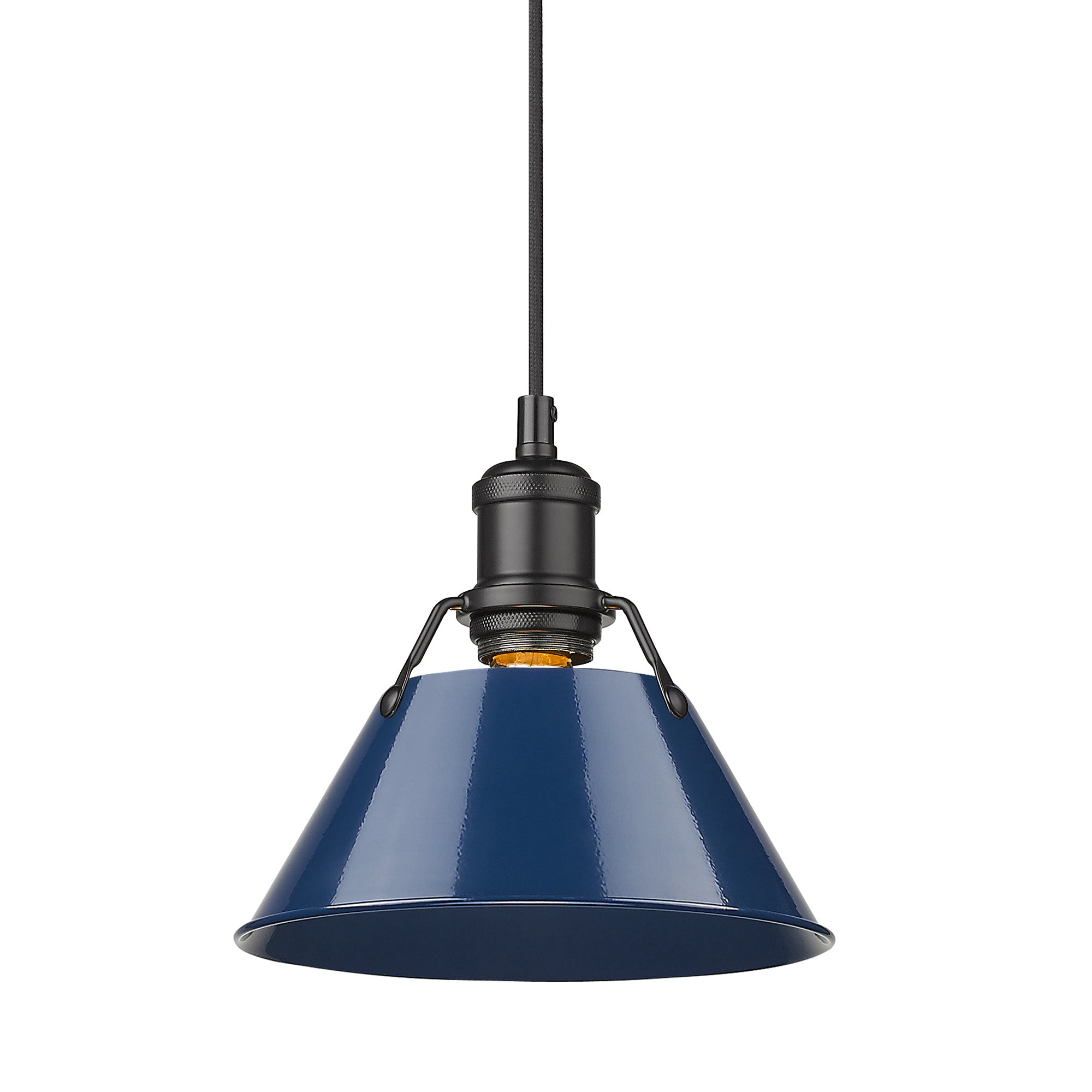 Orwell 7.5" Wide Small Pendant in Matte Black with Matte Navy - Matte Black / Matte Navy / Blue - Golden Lighting