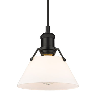 Yep by Golden Lighting Orwell 1-light 8in Pendant in Matte Black and Opal Glass - Default Title - Golden Lighting