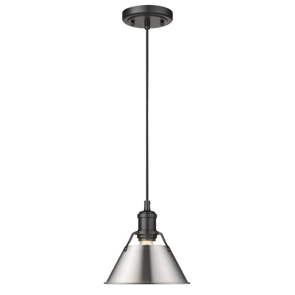 Orwell 7.5" Wide Small Pendant in Matte Black with Pewter - - Golden Lighting