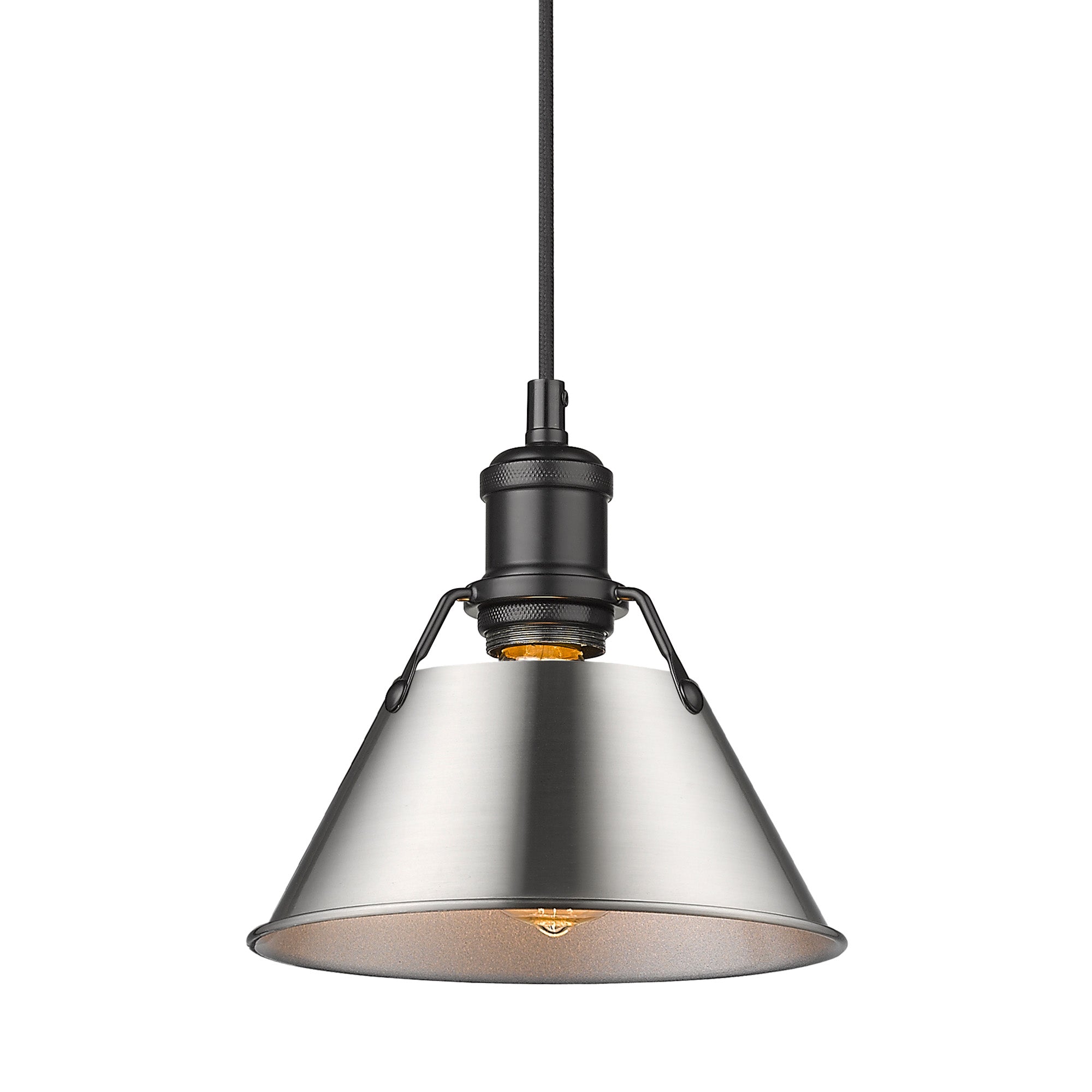 Orwell 7.5" Wide Small Pendant in Matte Black with Pewter - Matte Black / Pewter / Silver - Golden Lighting