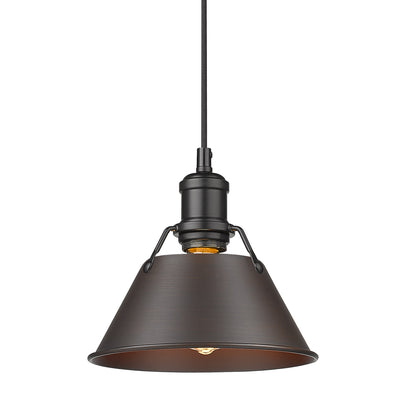 Orwell 7.5" Wide Small Pendant in Matte Black with Rubbed Bronze - Matte Black / Rubbed Bronze / Bronze - Golden Lighting