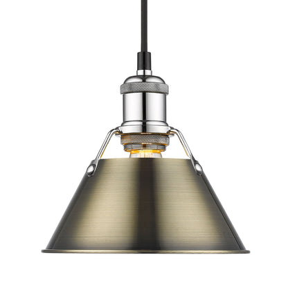 Yep by Golden Lighting Orwell 1-light 8in Pendant in Chrome and Aged Brass shade