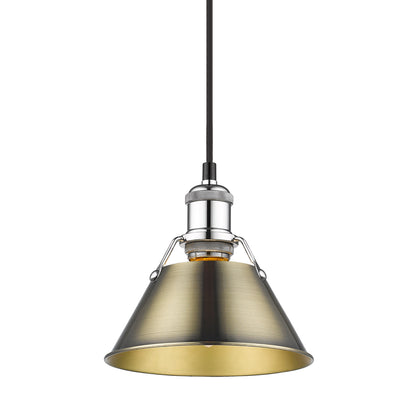 Orwell 7.5" Wide Small Pendant in Chrome with Aged Brass - Chrome / Aged Brass / Gold - Golden Lighting