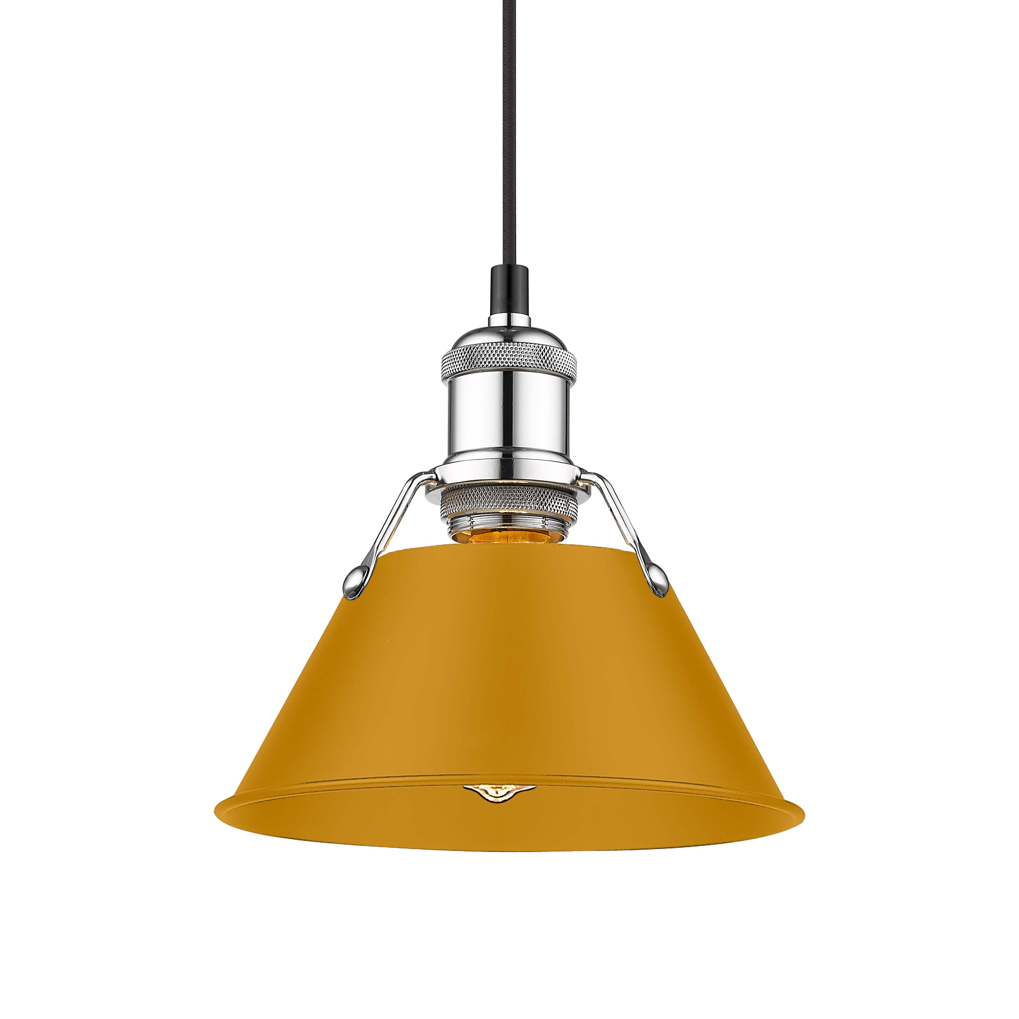Yep by Golden Lighting Orwell 1-light 8in Pendant in Chrome and Auric Yellow shade