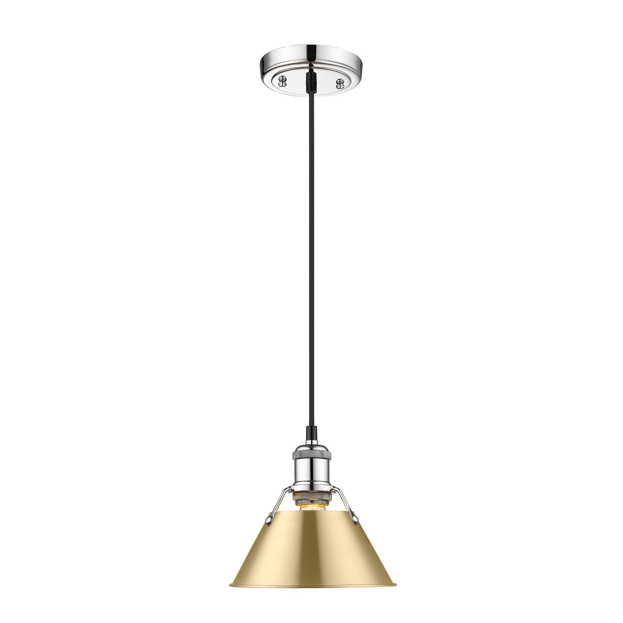 Orwell 7.5" Wide Small Pendant in Chrome with Brushed Champagne Bronze - - Golden Lighting