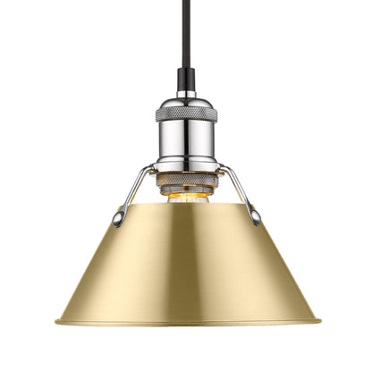 Yep by Golden Lighting Orwell 1-light 8in Pendant in Chrome and Brushed Champagne Brass shade