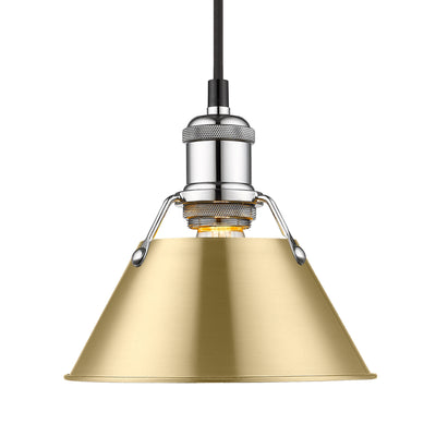 Yep by Golden Lighting Orwell 1-light 8in Pendant in Chrome and Brushed Champagne Brass shade - Default Title - Golden Lighting