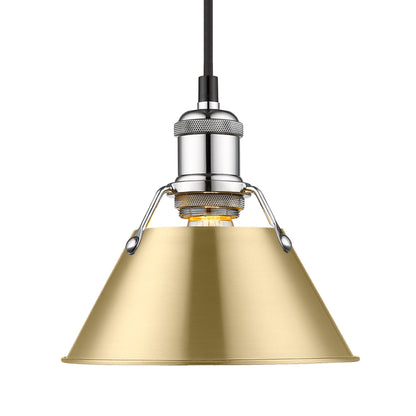 Yep by Golden Lighting Orwell 1-light 8in Pendant in Chrome and Brushed Champagne Brass shade
