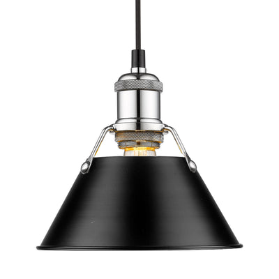 Yep by Golden Lighting Orwell 1-light 8in Pendant in Chrome and Matte Black shade - Default Title - Golden Lighting