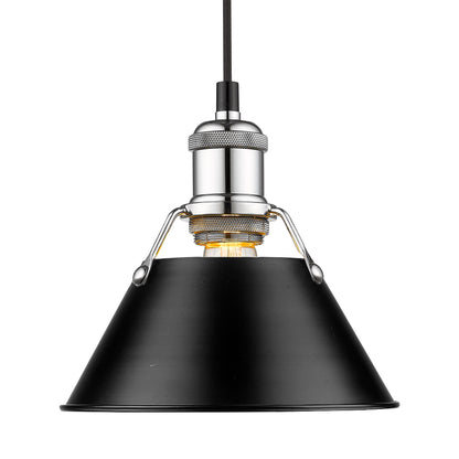 Yep by Golden Lighting Orwell 1-light 8in Pendant in Chrome and Matte Black shade