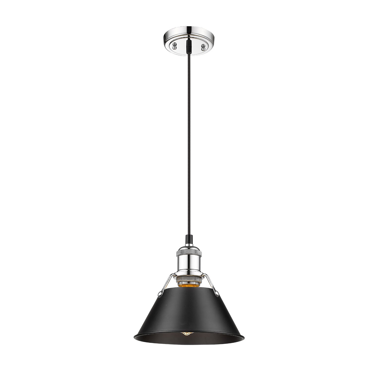 Orwell 7.5" Wide Small Pendant in Chrome with Matte Black - Chrome / Matte Black / Black - Golden Lighting