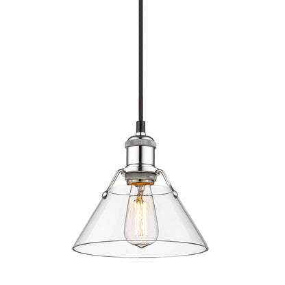 Orwell 7.5" Wide Small Pendant in Chrome with Clear Glass - Chrome / Clear Glass / Clear - Golden Lighting