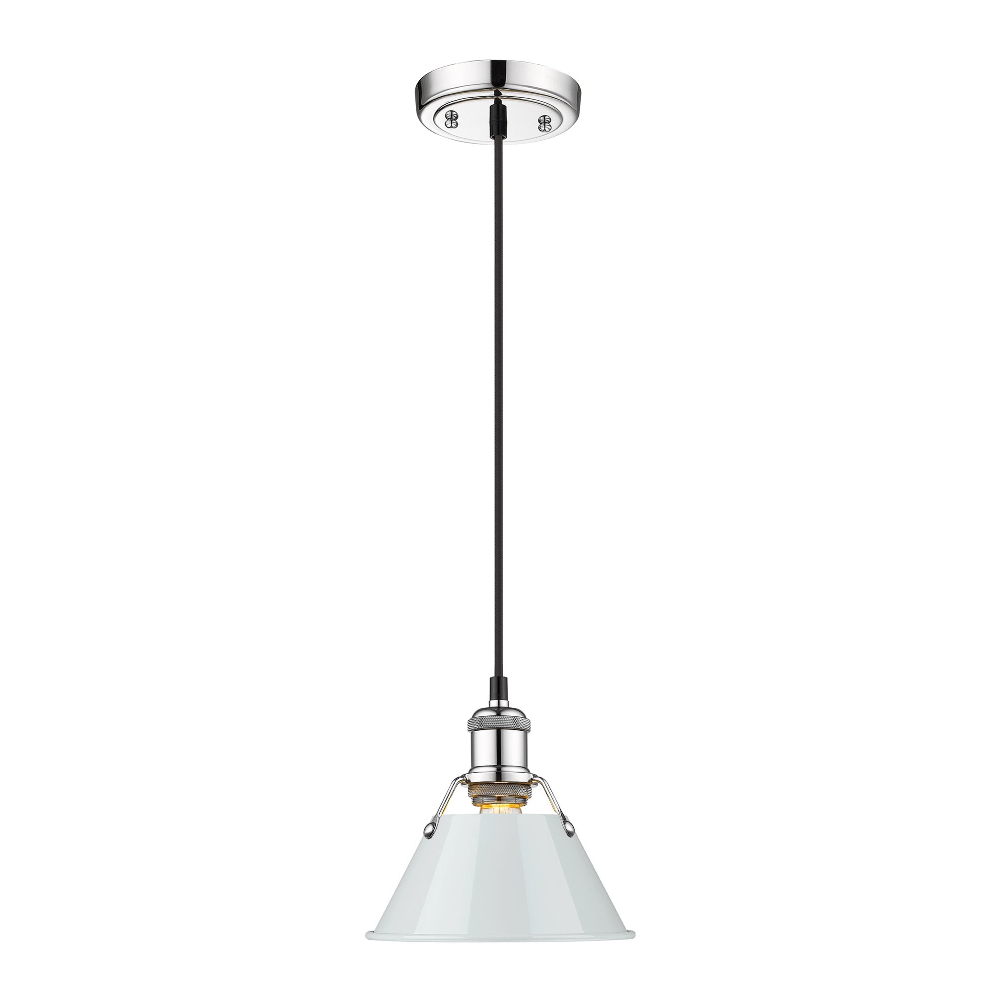 Orwell 7.5" Wide Small Pendant in Chrome with Dusky Blue - - Golden Lighting